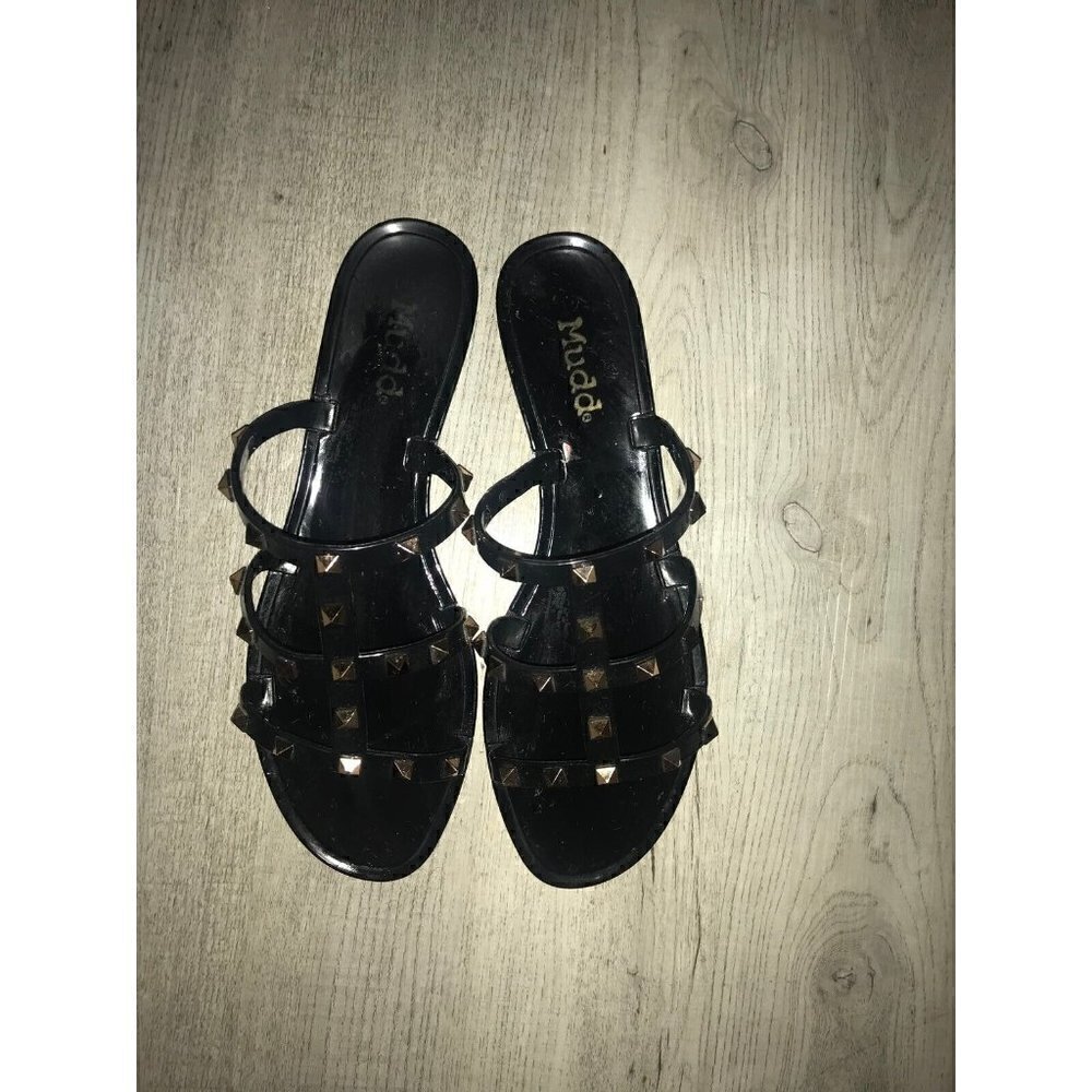 Mudd Women’s Studded Black Slide In Sandals Size 8 1/2